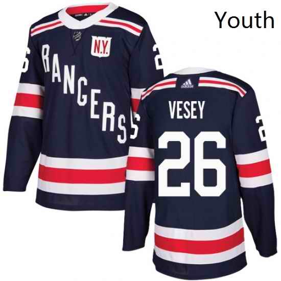 Youth Adidas New York Rangers 26 Jimmy Vesey Authentic Navy Blue 2018 Winter Classic NHL Jersey